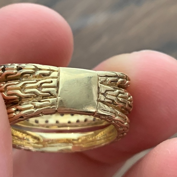 John Hardy Gold Chain Diamond Ring - Picture 6 of 8